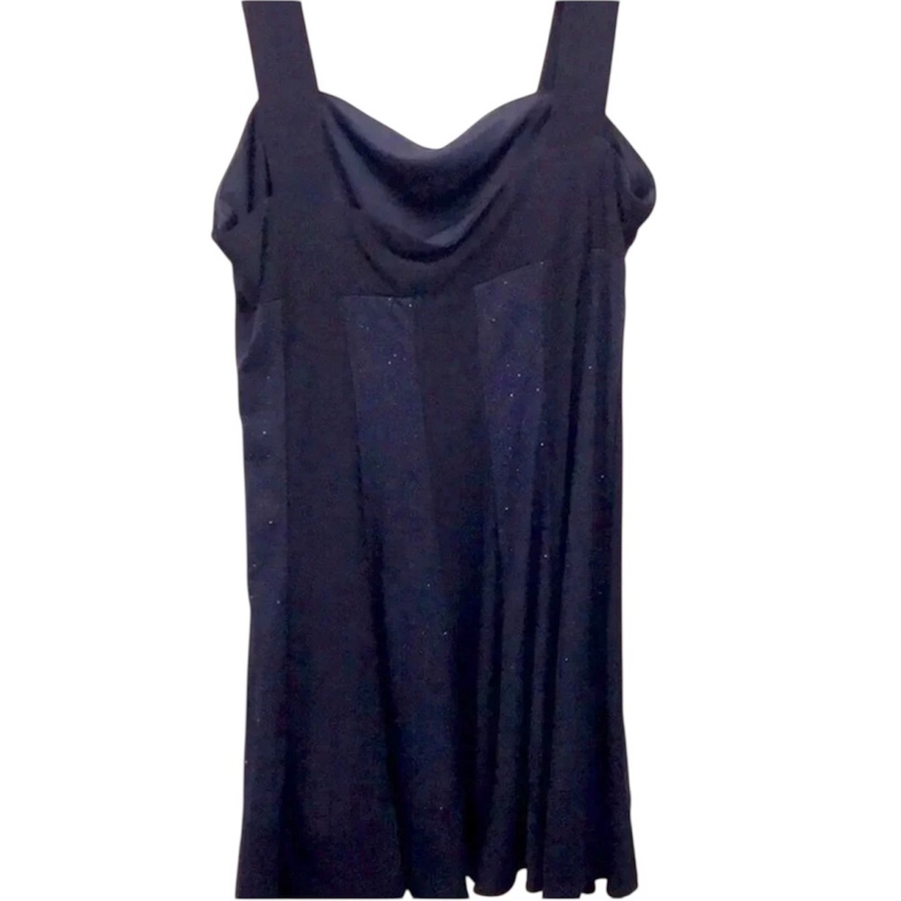 Vintage R&M Richards Fit & Flare Navy Blue Formal Dress With Blue Sparkles L 12P - Picture 6 of 6